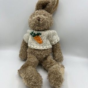 Sesil Toy Brown Bunny Rabbit with Yellow Carrot Sweater Stuffed Plush Toy EASTER